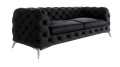 Obszerna pikowana sofa 2,5-osobowa Chesterfield Chloe Czarna