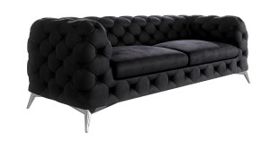 Obszerna pikowana sofa 2,5-osobowa Chesterfield Chloe Czarna