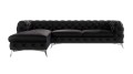 Pikowany narożnik Chesterfield Chloe czarny z szezlongiem