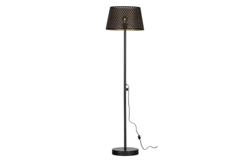 Metalowa lampa podłogowa czarny mosiądz Kars