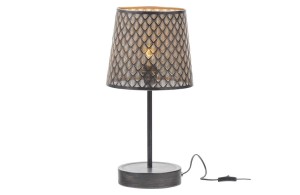 Metalowa lampa stołowa czarny mosiądz Kars