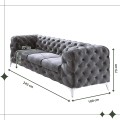 Obszerna pikowana sofa 3-osobowa Chesterfield Chloe Szary