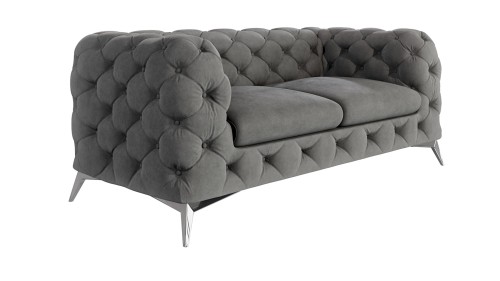 Pikowana sofa  2-osobowa Chesterfield Chloe Szara