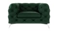 Obszerny pikowany fotel Chesterfield Chloe Butelkowa zieleń