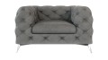 Obszerny pikowany fotel Chesterfield Chloe Szary