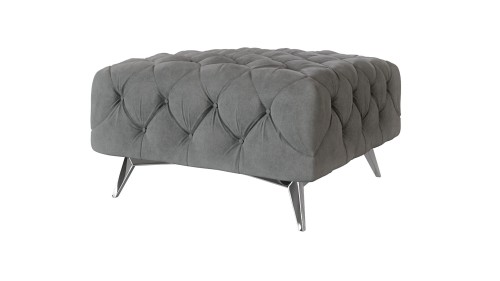 Pikowana komfortowa pufa Chesterfield Chloe Szara