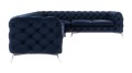 Duży pikowany narożnik Chesterfield Chloe Granatowy 3x2