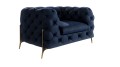 Pikowany fotel  Chesterfield Chloe Bis granatowy na nóżkach Glamour