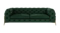 Obszerna pikowana sofa 2,5-osobowa Chesterfield Chloe Bis butelkowa zieleń