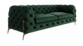 Obszerna pikowana sofa 2,5-osobowa Chesterfield Chloe Bis butelkowa zieleń