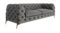 Obszerna pikowana sofa 2,5-osobowa Chesterfield Chloe Bis szara