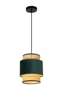 Lampa wisząca wąska klosz aksamit plecionka Javor