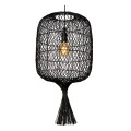 Rattanowa lampa boho Garve czarna