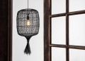Rattanowa lampa boho Garve czarna