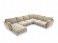Sofa panoramiczna beżowy aksamit czarne nóżki Elio