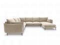 Sofa panoramiczna beżowy aksamit czarne nóżki Elio