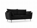 Sofa 2-osobowa Elio czarny aksamit nóżki retro