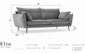 Sofa 3-osobowa Elio szary aksamit czarne nóżki