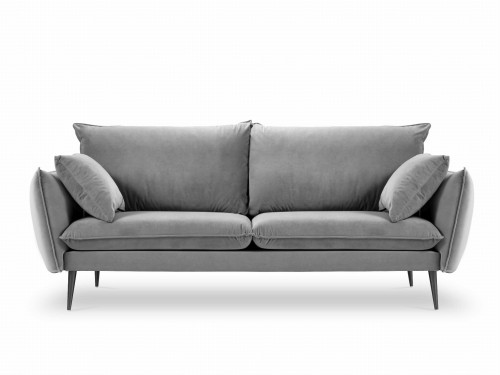 Sofa 3-osobowa Elio szary aksamit czarne nóżki