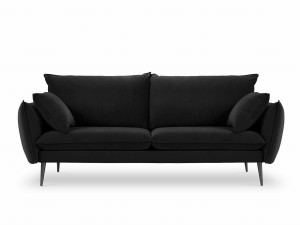 Sofa 4-osobowa Elio czarny aksamit nóżki retro