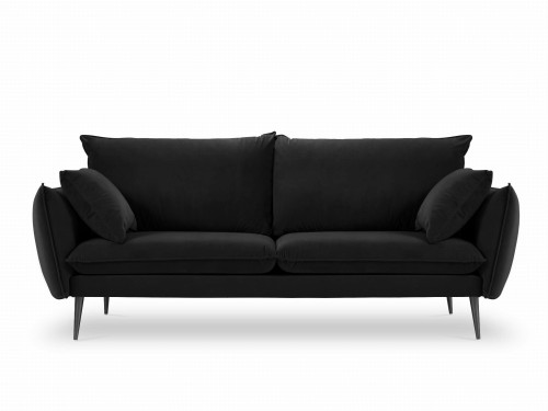 Sofa 4-osobowa Elio czarny aksamit nóżki retro