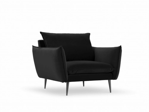 Elegancki fotel czarny aksamit nóżki retro Elio