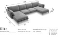 Sofa z dwoma narożnikami Elio szary aksamit czarne nóżki