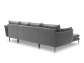 Sofa z dwoma narożnikami Elio szary aksamit czarne nóżki