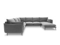 Sofa panoramiczna szary aksamit czarne nóżki Elio