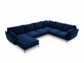 Sofa panoramiczna atramentowy aksamit czarne nóżki Elio