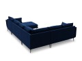 Sofa panoramiczna atramentowy aksamit czarne nóżki Elio