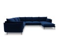 Sofa panoramiczna atramentowy aksamit czarne nóżki Elio
