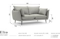 Sofa 2-osobowa Elio strukturalna tkanina ciemny szary