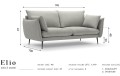 Sofa 3-osobowa Elio strukturalna tkanina ciemny szary