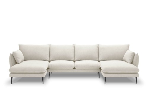 Sofa z dwoma narożnikami Elio strukturalna tkanina jasny beż