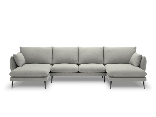 Sofa z dwoma narożnikami Elio strukturalna tkanina jasny szary