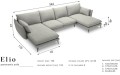 Sofa z dwoma narożnikami Elio strukturalna tkanina ciemny szary