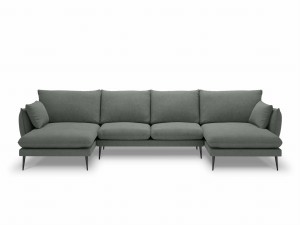 Sofa z dwoma narożnikami Elio strukturalna tkanina ciemny szary