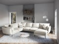 Sofa panoramiczna Elio strukturalna tkanina jasny beż