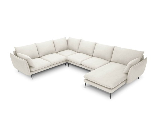 Sofa panoramiczna Elio strukturalna tkanina jasny beż