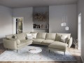 Sofa panoramiczna Elio strukturalna tkanina ciemny beż