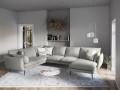 Sofa panoramiczna Elio strukturalna tkanina jasny szary