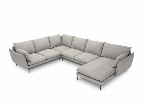 Sofa panoramiczna Elio strukturalna tkanina jasny szary