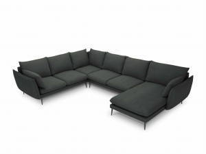 Sofa panoramiczna Elio strukturalna tkanina grafitowy