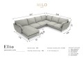 Sofa panoramiczna Elio strukturalna tkanina grafitowy