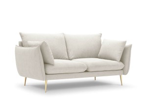 Sofa 2-osobowa Elio strukturalna tkanina jasny beż nóżki glamour