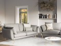 Sofa 2-osobowa Elio strukturalna tkanina jasny szary nóżki glamour