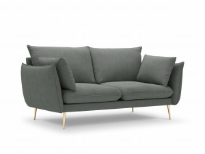 Sofa 2-osobowa Elio strukturalna tkanina ciemny szary nóżki złote