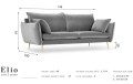 Sofa 3-osobowa Elio beżowy aksamit złote nóżki