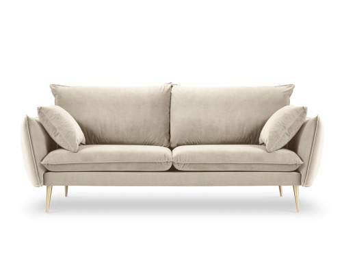 Sofa 3-osobowa Elio beżowy aksamit złote nóżki